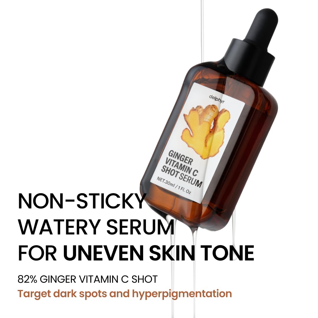 delphyr Ginger Vitamin C Shot Serum | Daily serum with Ginger Extract & Vitamin C | Targets dark spots and dullness | Korean vegan skincare for all skin types