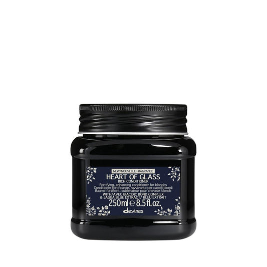 Davines Heart of Glass Rich Conditioner, Fortifying Treatment for Blonde & Silver Hair - Biacidic Bond Complex Repairs & Brightens with Jagua Blue Extract - Weightless Finish, 8.5 Fl Oz