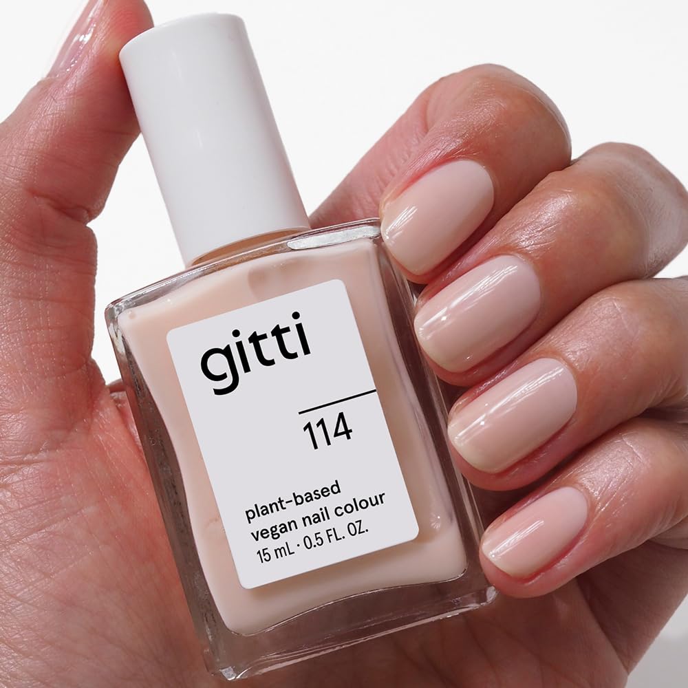 gitti Plant-based Nail Polish I Non-Toxic, 30-Free, Based On Natural Origin Ingredients, Cruelty-Free, Vegan, High Performance Colors, Glossy Finish, Shade no. 114 Pink Sheen (0.5 fl oz)