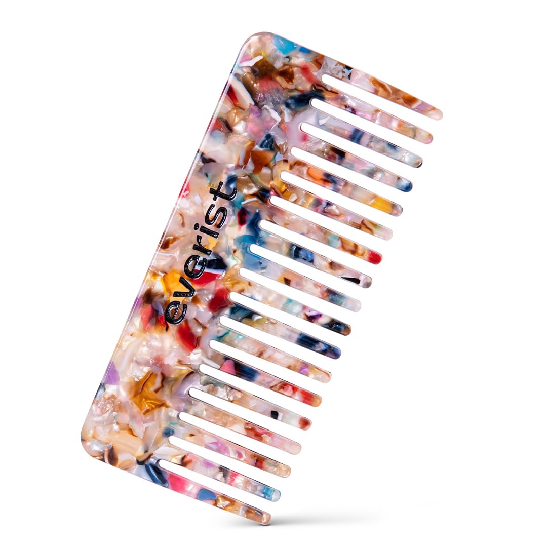 Everist Confetti Comb – Recycled, Travel-Friendly Wide-Tooth Detangling Comb for All Hair Types