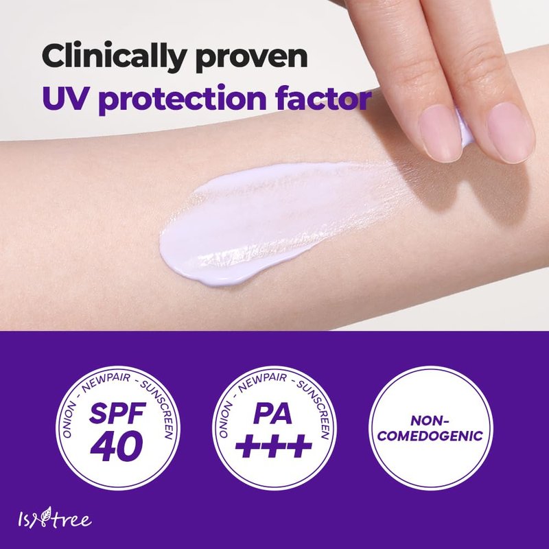 ISNTREE Onion Newpair Sunscreen SPF 40 - Hydrating Purple Sun Protector | 50ml | Evens Skin Tone