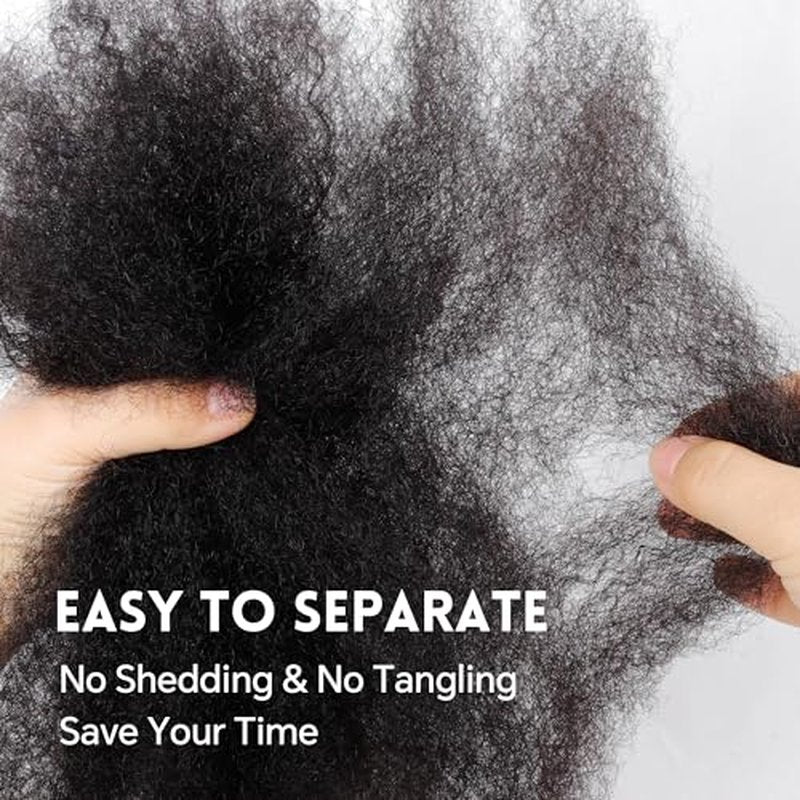 Afro Kinkys Bulk Human Hair -100% Real Human Hair for Mini Twist, Braiding, Loc Extensions & Crochet, Kinky Curly Hair Bundles, Natural Afro Bulk for Dreadlocks(1B, 18 Inch(Pack of 1))