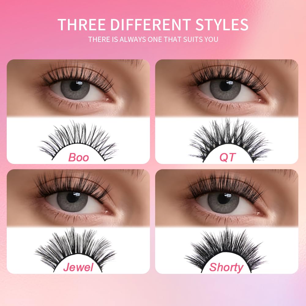 AKARA False Eyelashes Natural Look Faux Mink Eye Lashes,Cat Eye 16 Pairs 16 Mixed Styles Fake Eyelashes Pack,Wispy Soft Reusable Fluffy Beauty Lash Wholesale