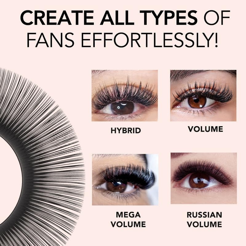 KIARA SKY Cashmere Volume Lash Extensions - Soft Semi-Matte Finish | Professional Use | Black (D-0.05-12MM)