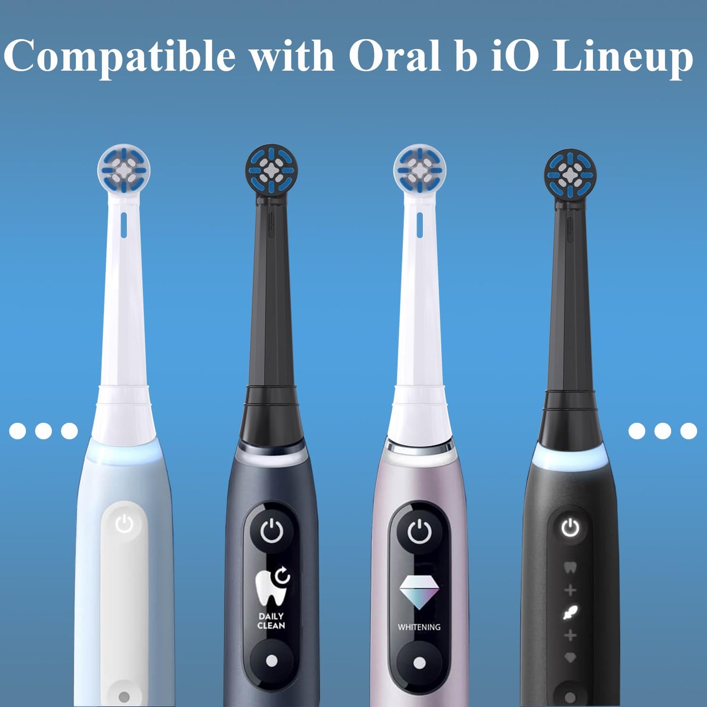 Replacement Toothbrush Heads Compatible with Oral B iO 3/4/5/6/7/8/9/10 Series Electric Toothbrush, Premium Grade Bristles, Black, 8 Pack