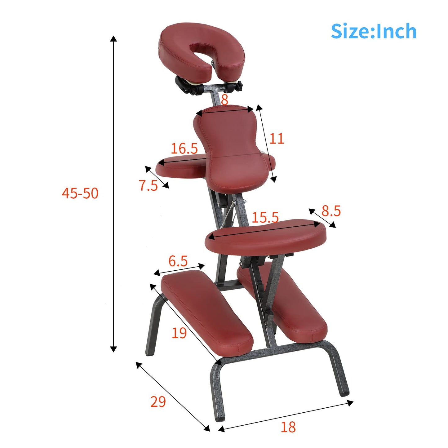 Portable Massage Chair for Tattoo and Spa Foldable Massage Therapy Chair with Adjustable Face Cradle High-Density Cushion Lightweight Design with Carrying Bag Ideal for Salon Use (Burgundy)