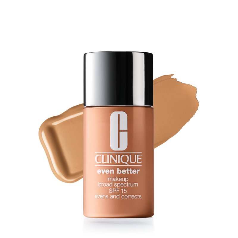 Clinique Even Better Makeup Liquid Foundation SPF 15 With Vitamin C For Dry + Oily Combination Skin Types | Medium Coverage + Natural Finish | Evens Skin Tone + Reduces Dark Spots, Nutty, 1 Fl Oz