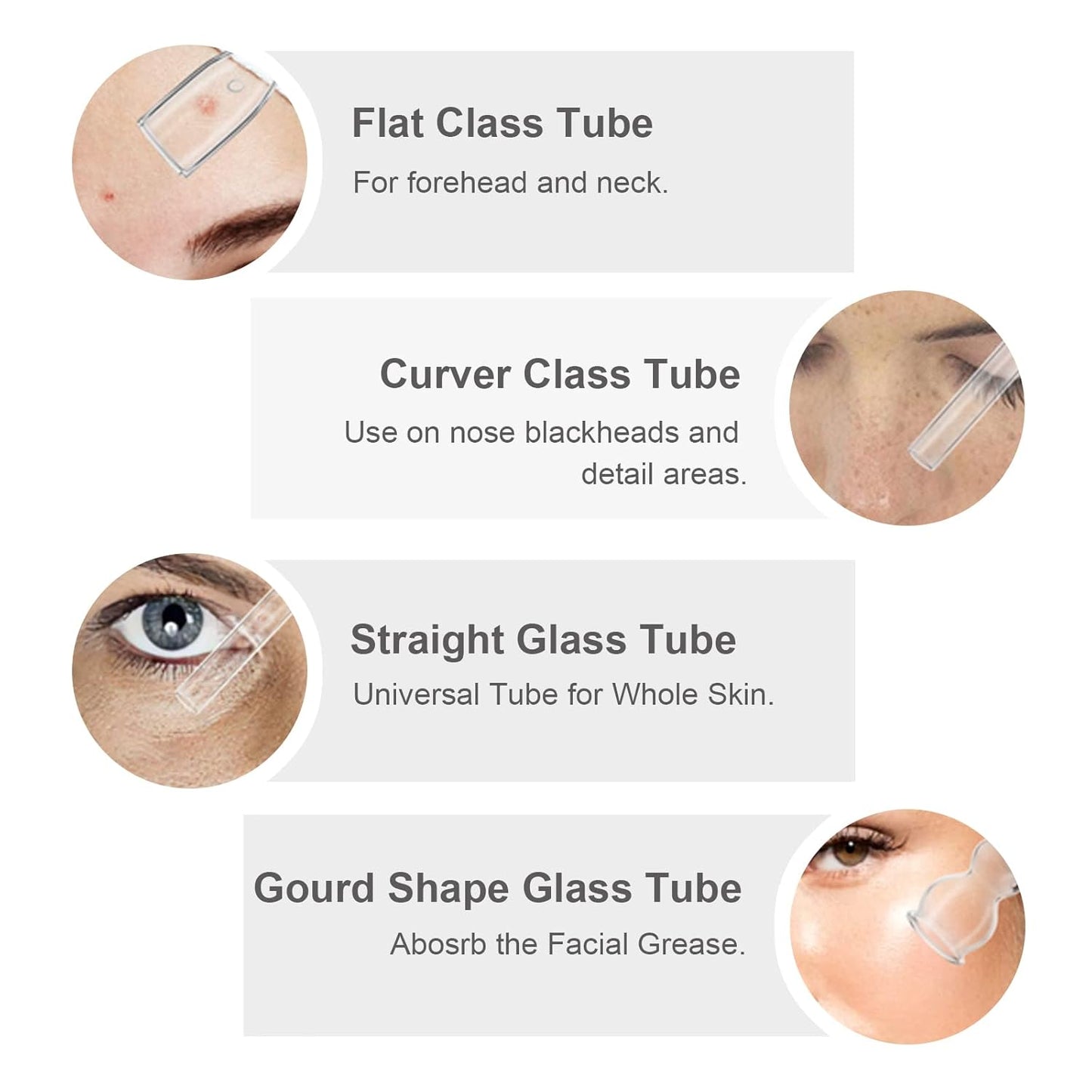 Acne Blackhead Absorbing Electrotherapy Beauty Machine Accessories - 10 Gourd-Shaped Glass Tubes