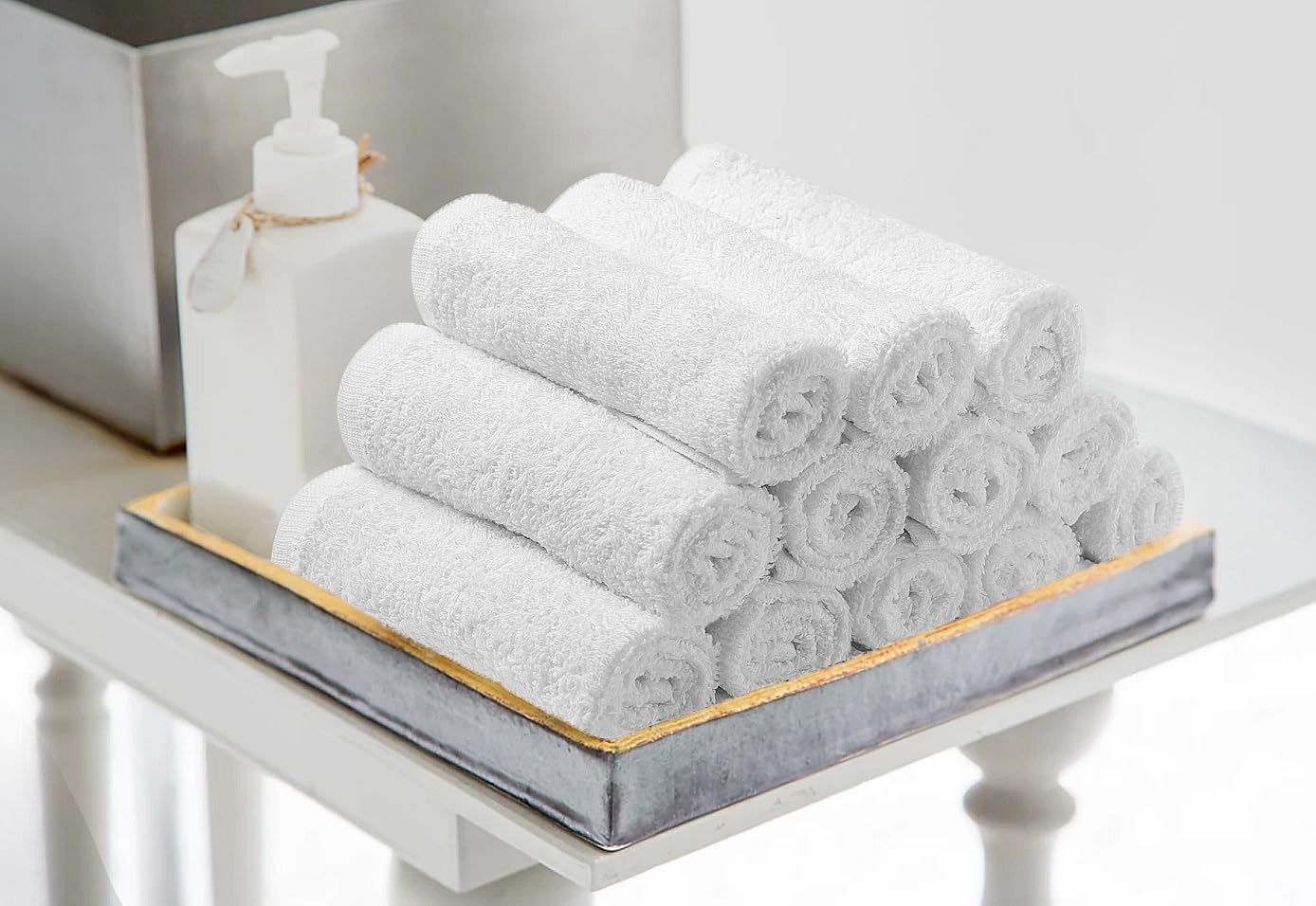 Avalon Towels Salon Towel - White Hand Towels Bulk Pack of 24-100% Cotton Absorbent Spa, Facial & Gym Towel for Working Out - 16x27 Inches (Not Bleach Proof)