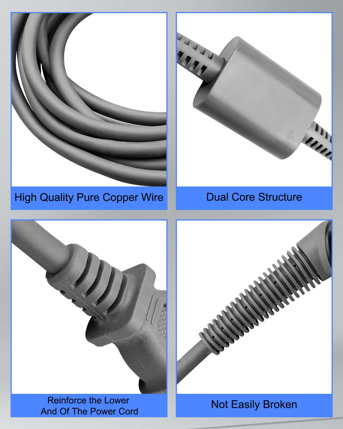 Curly Hair Rod Power Cord Fit for Dyson HS01 Airwrap Hair Styler, 106" Curling Iron AC Charger Replacement Cable, Curler Hair Roller Adapter Plug Line Repair Set