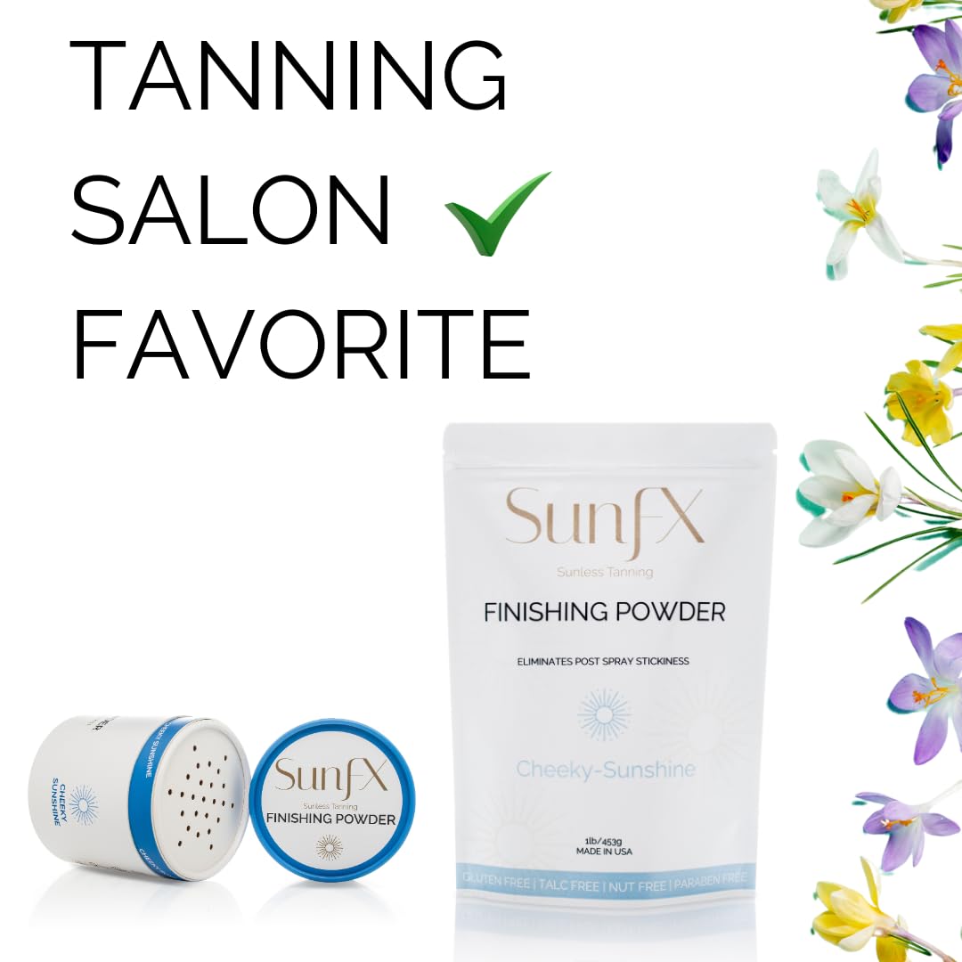 SunFX Post Spray Tan Translucent Finishing Powder | Talc Free | Sunless Tanning Powder with Large Professional Fan Dusting Brush | Cheeky-Sunshine