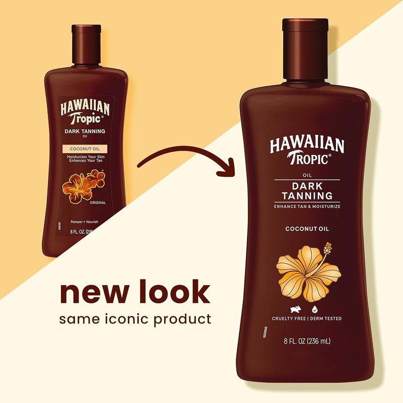 Hawaiian Tropic Dark Tanning Oil, SPF 0, 8 Fluid Ounce (Pack of 3)