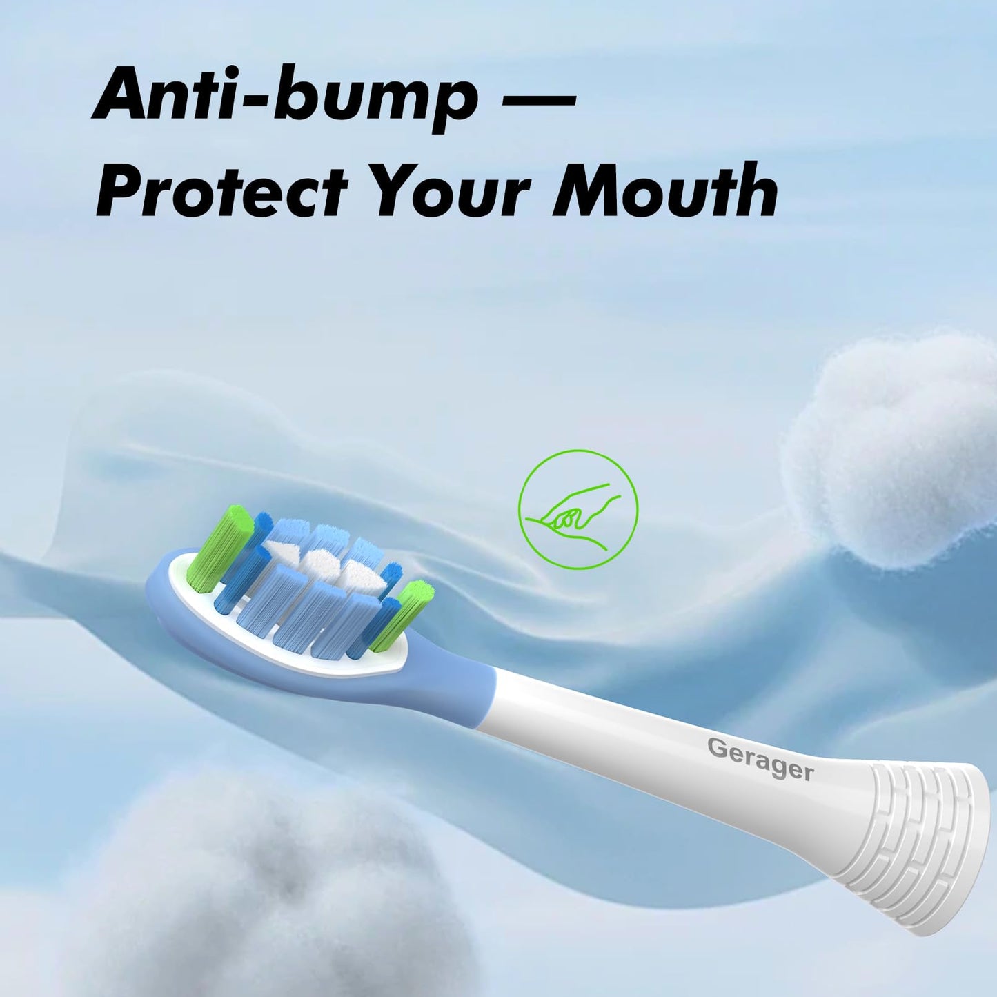 GERAGER Replacement Toothbrush Heads Compatible with Philips Sonicare and More Click-on Handles C3 G3 W3 C2 G2 Brush Heads, 10 Pack White
