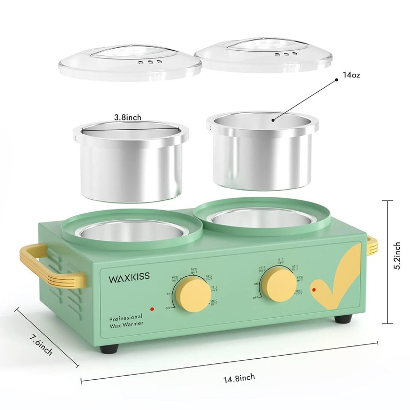 Professional Dual Wax Pot Warmer - 14oz Double Wax Pot for Salon & Spa | Independent Heating for Body Waxing