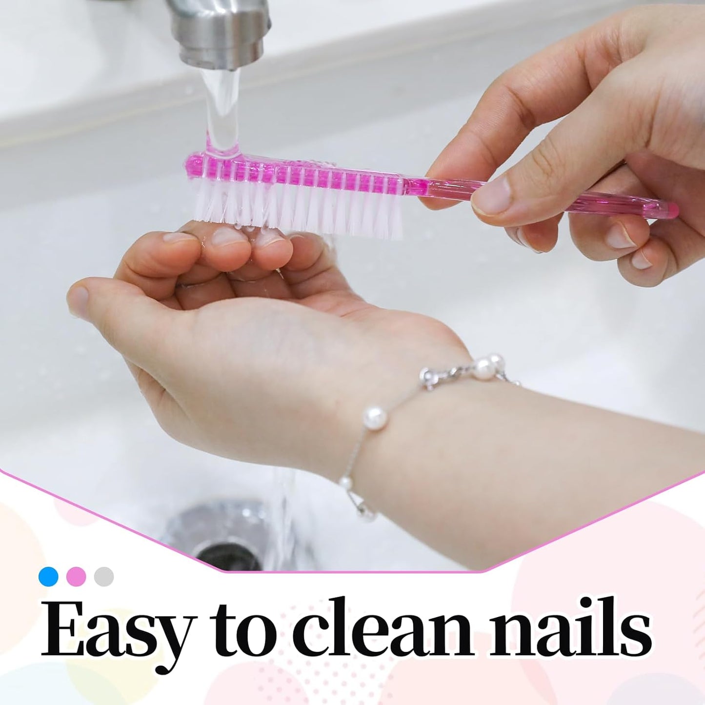 Nail Scrubber Brush Set - 60 PCS Fingernail & Toenail Cleaning Brushes | Ergonomic Handle, 3 Colors