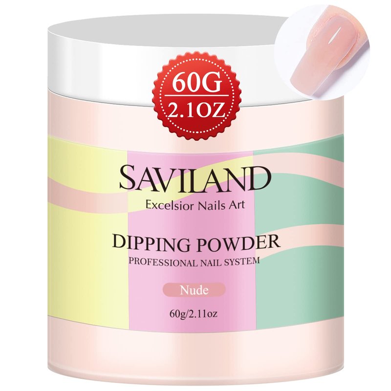 SAVILAND Nude Dip Powder - 2.1 oz Dip Powder for Natural French Nail Art, Strengthens Nails, Easy for Beginners, No Lamp Needed