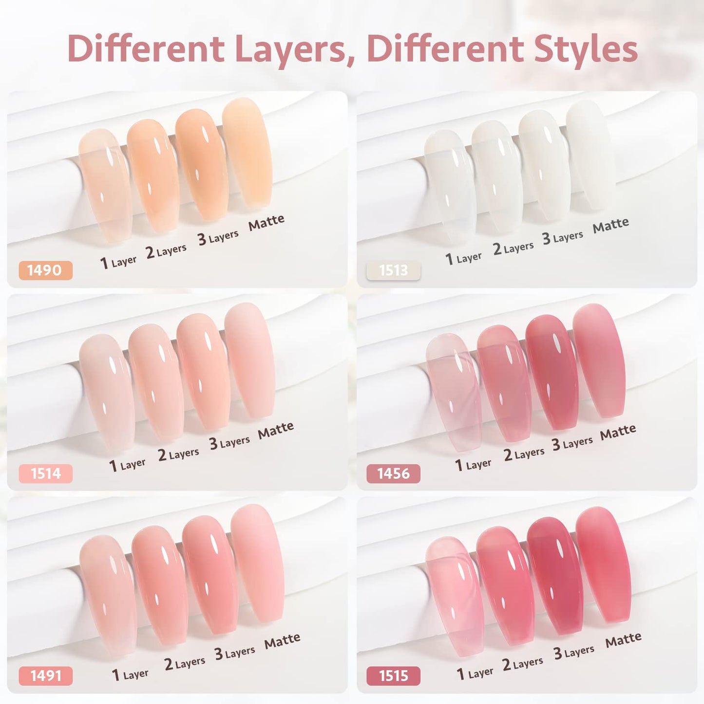 Milky White Jelly Gel Nail Polish Set - 6 Sheer Colors for DIY Nail Art | UV Soak Off