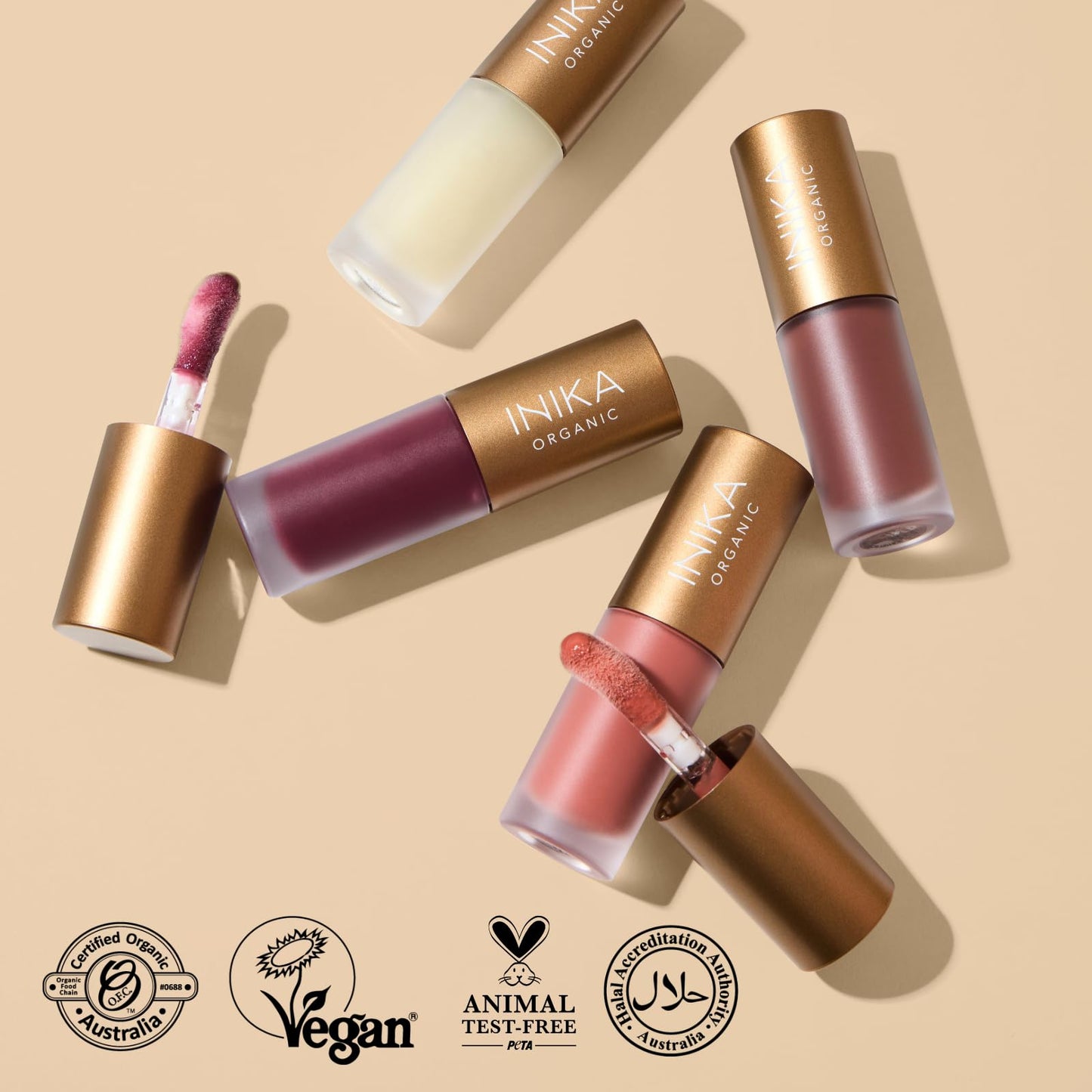 INIKA Organic Tinted Lip Oil | Bakuchiol, Squalane + Collagen in a Glossy Wash of Color. Luxuriously Smoothing & Hydrating Lipgloss. Natural, Vegan. 0.16 Fl oz (Mulberry)