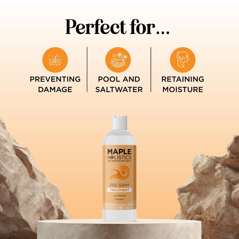 Pre Swim Chlorine Hair Protection Treatment - Saltwater & Pool Hair Protector for Swimming with Barrier Protecting Plant Amino Acids - Helps Prevent Dryness Greening Color Fading & Frizz (8 Fl Oz)