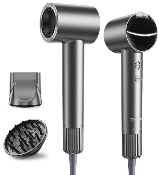 High Speed Ionic Hair Dryer, 160,000 RPM Professional Brushless Motor Blow Dryer for Fast Drying, 500M Negative Ions for Frizz-Free Shine, Quiet & Lightweight with Magnetic Diffuser & Nozzle