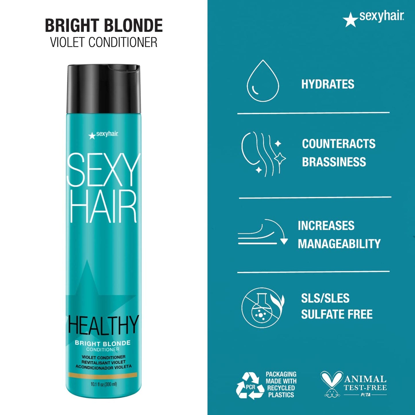 SexyHair Healthy Bright Blonde Violet Shampoo/Conditioner | Helps Counteract Brassiness | SLS and SLES Sulfate Free