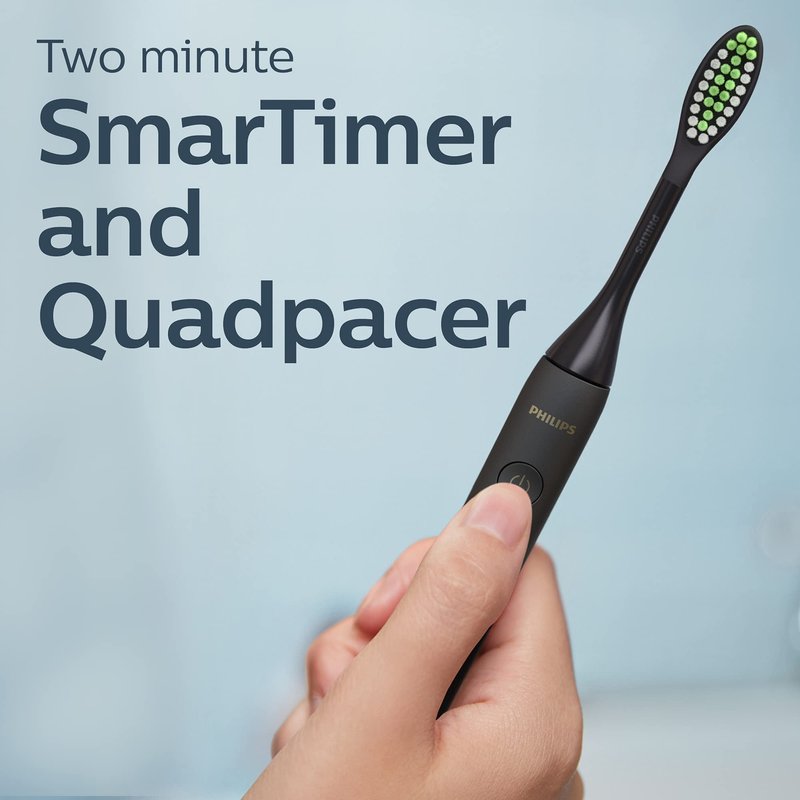 Philips Sonicare Rechargeable Toothbrush, Brush Head Bundle, Shadow Black, BD3001/AZ