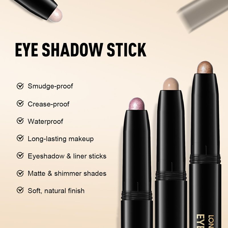 Wugbc Eyeshadow Stick Light Taupe, Matte Cream Eye Shadow Stick Waterproof Nude Neutral Eyeliner Brightener Pencil Crayon Long-Lasting Eye Highlighter Makeup for Older Women Easy to Use High Pigmented