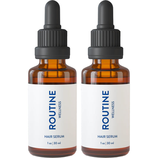 Routine Wellness Hair Treatment Serum for Thinning Hair - Plant-Based Rosemary, Tea Tree & Argan Oils Blend for Strength, Shine & Softer Hair - Clean Ingredients, All Hair Types - 30ml (Pack of 2)