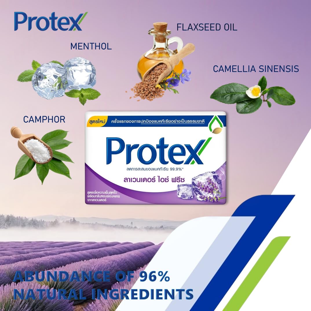 Lavender Ice Freeze Bar Soap (Pack of 4) Compatible With Protex, Cooling Formula, Flaxseed Oil Extracted, 2.11 oz./60g.