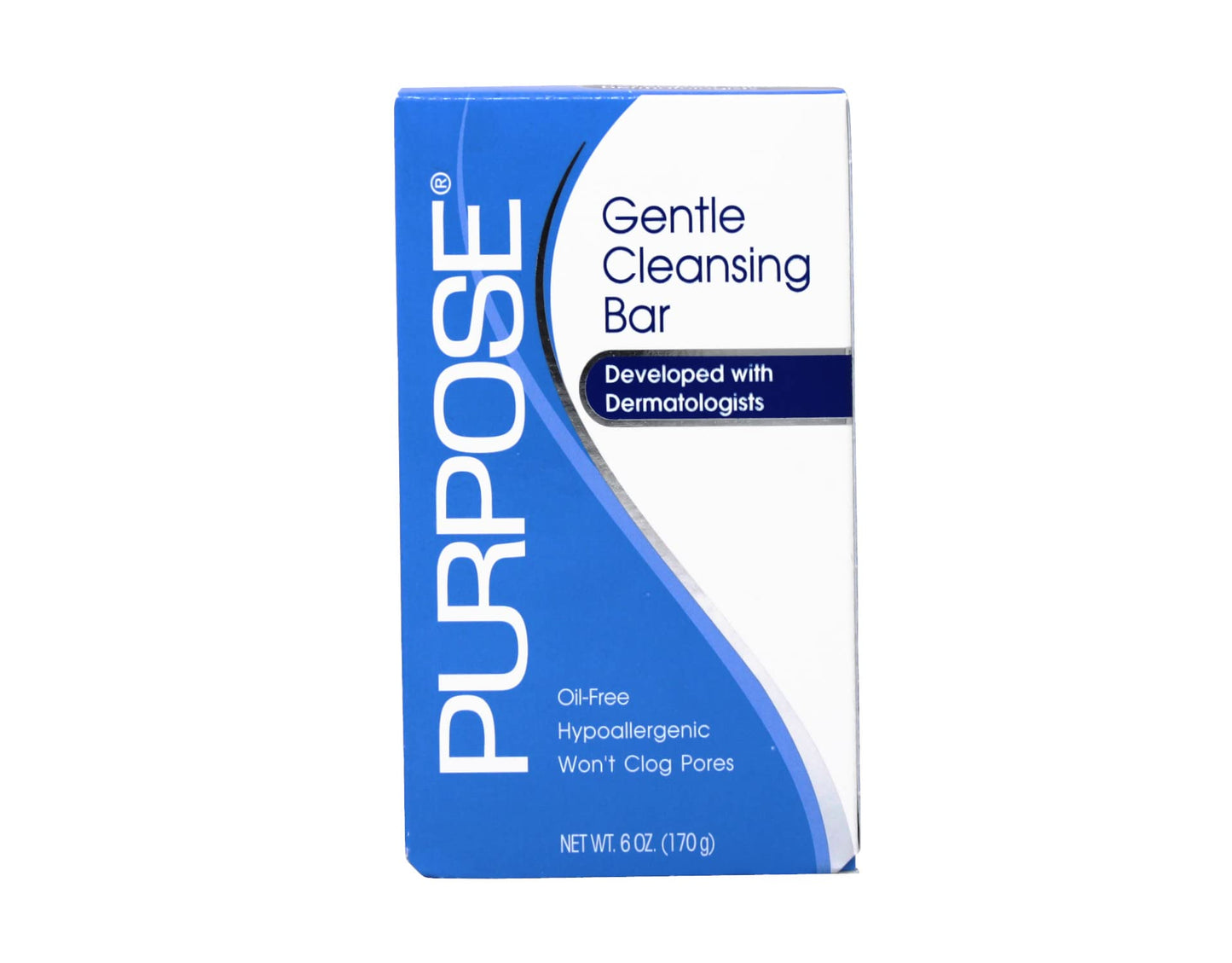 PURPOSE Gentle Cleansing Bar, As Gentle As Water, All Skin Types, For Sensitive & Dry Skin, Oil-free, Hypoallergenic, Sulfate-Free, 6 oz Bar (Pack of 6)