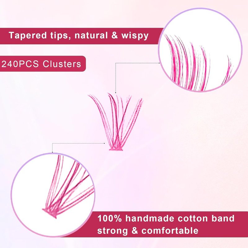 Colored Lash Clusters - DIY Anime Eyelash Extension Kit | 6 Vibrant Colors, 14/16mm D Curl, 240pcs
