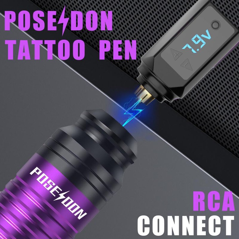 POSEIDON Tattoo Pen Set, Wireless Tattoo Gun Kit Tattoo Kit with 2Pcs Battery and 20Pcs Tattoo Cartridge Needles, Complete Tattoo Machine kit Tattoo Supplies for Beginners