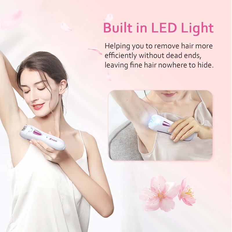 Epilator for Women - Rechargeable Smooth Glide Hair Removal Device with LED Light | Face, Bikini, Armpits, Arms, Legs