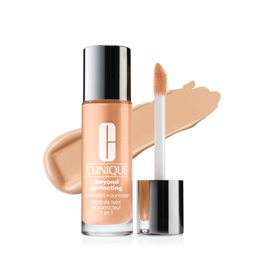 Clinique Beyond Perfecting Lightweight Liquid Foundation + Concealer For Dry Combination to Oily Skin Types | Full Coverage + Natural Matte Finish, Sesame, 1 Fl Oz