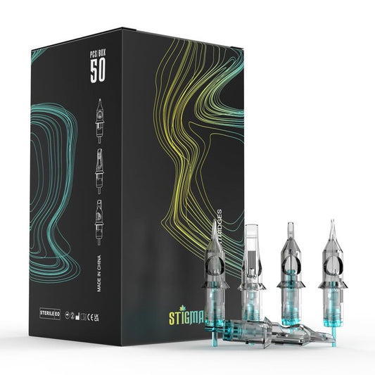 Aquamarine Knight Tattoo Cartridge Needles - 50 Pcs 0.3mm Bugpin Round Liner, Disposable with Membrane