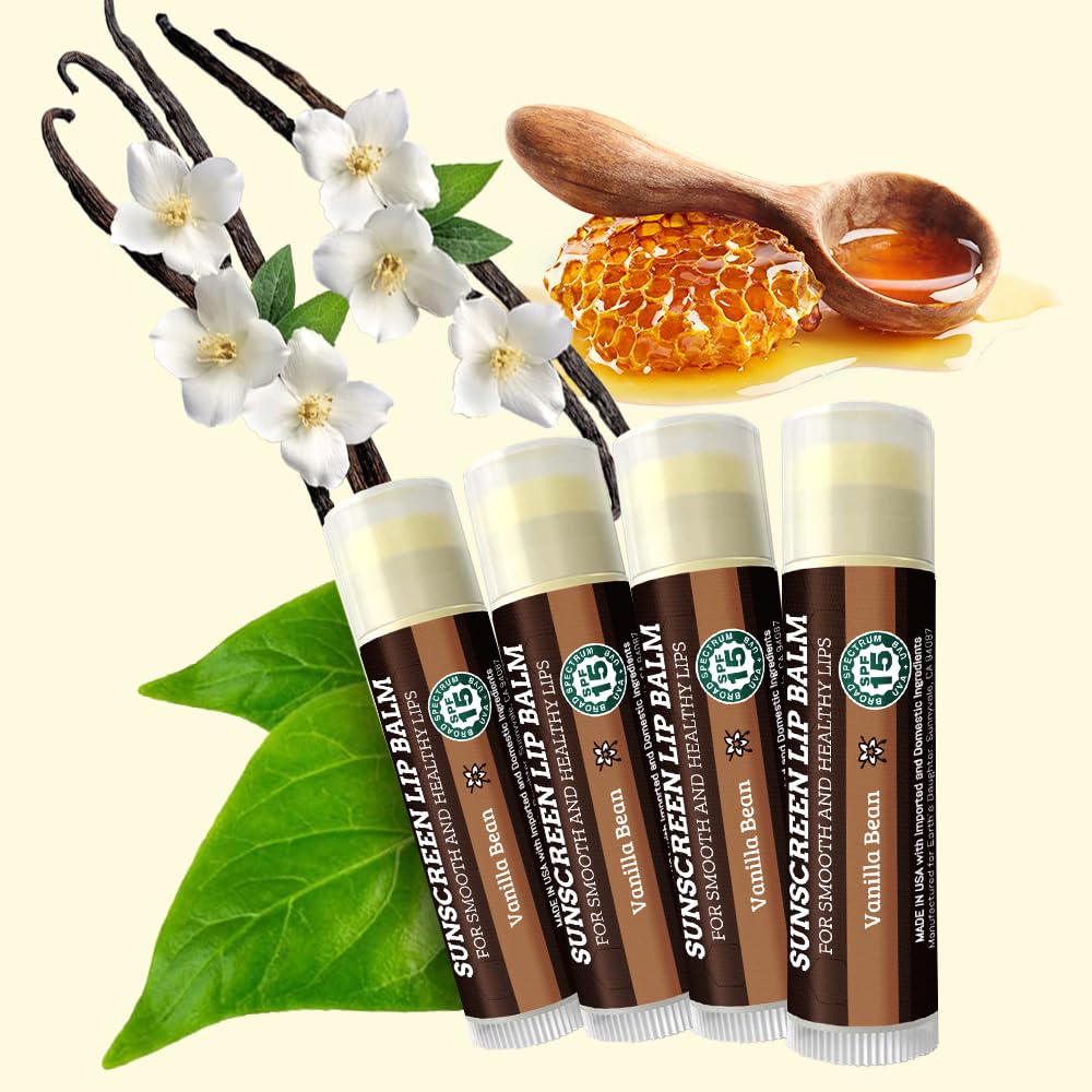 Earth's Daughter Sunscreen Lip Balm SPF 15 - Vanilla 4-pack