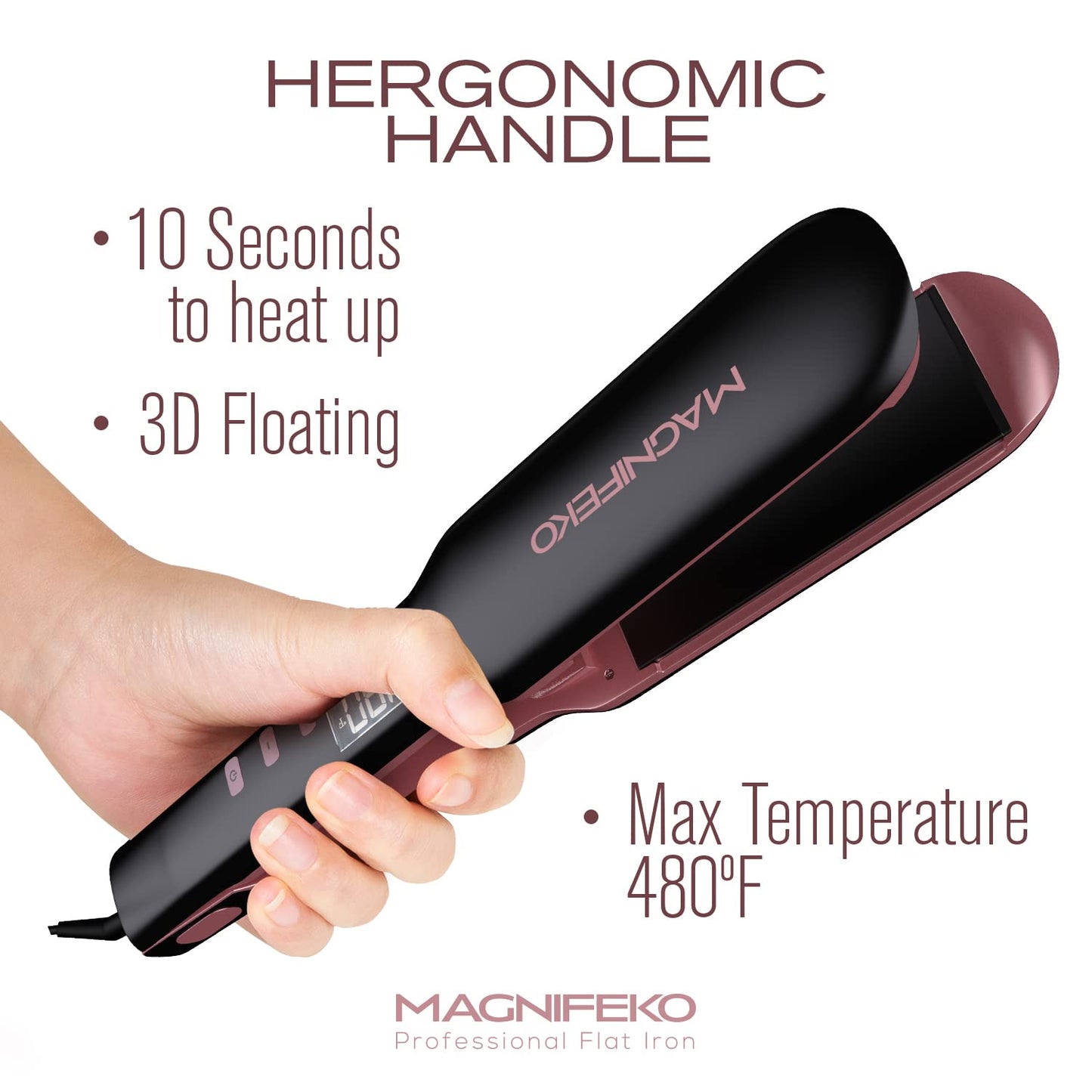Magnifeko - Ceramic Hair Straightener - Flat Iron Hair Straightener – Hair Iron Straightener - plancha de Cabello Professional (Black)