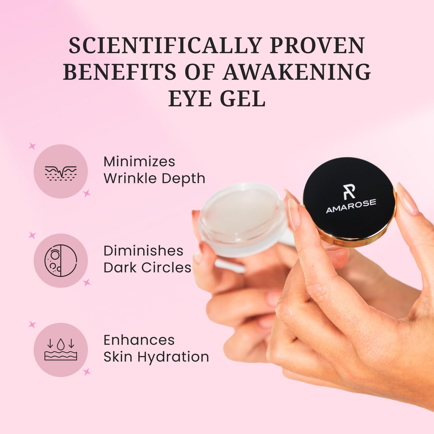 Amarose Anti-Aging Eye Gel – Brighten, Cool, and Hydrate for Dark Circles, Puffy Eyes, and Wrinkles – Organic Eye Treatment Cream - Experience the Ultimate Under Eye Treatment Gel for a Radiantly Yout