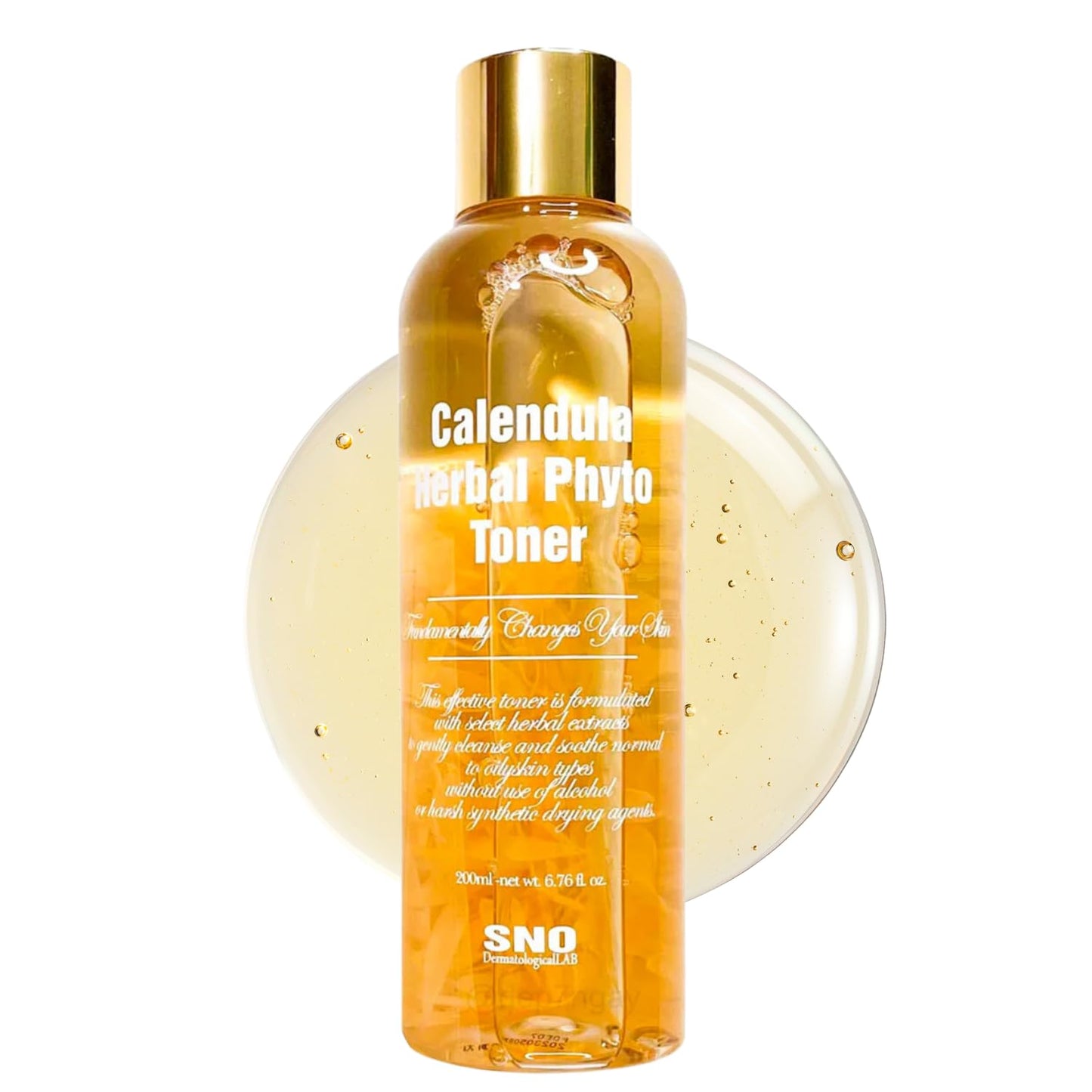 SNO Calendula Herbal Phyto Toner, 6.76 fl oz, Calendula Officinalis Flower Extract Korean Skin Care