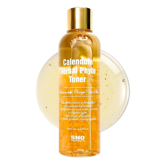 SNO Calendula Herbal Phyto Toner, 6.76 fl oz, Calendula Officinalis Flower Extract Korean Skin Care