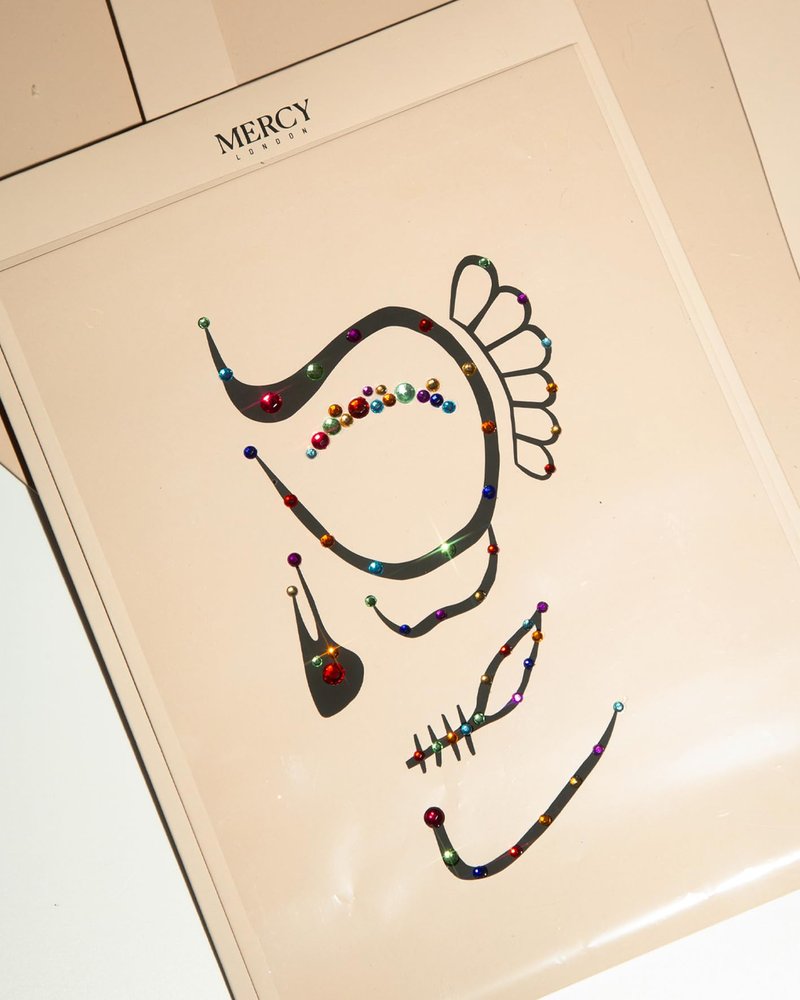 Day of the Dead Face Jewels by Mercy London Skeleton Costume Accessories Gems All In One Halloween Stick On Sticker