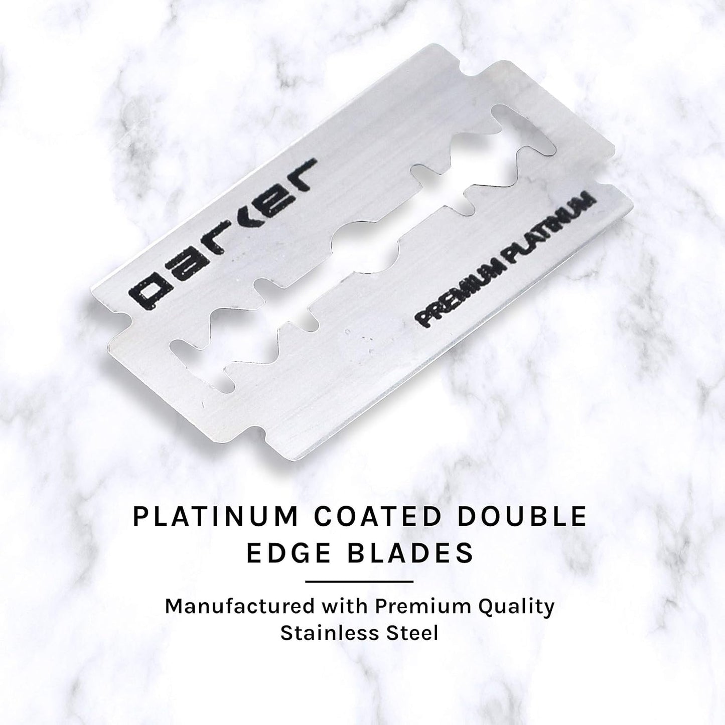 Parker Double Edge Safety Razor - Interchangeable Open & Closed Comb Plates | Solid Brass/Chrome 93g Handle, Customizable Shave Experience