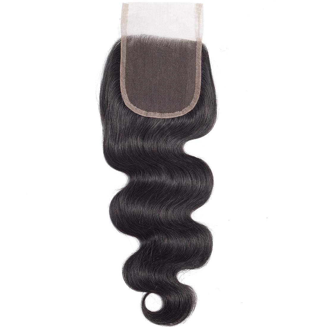 Transparent HD Lace Closure Body Wave Invisible Ultra-thin 4x4 Closure Brazilian Raw Virgin Human Hair Pre Plucked Natural Black 4x4 Lace Closure 18 Inch