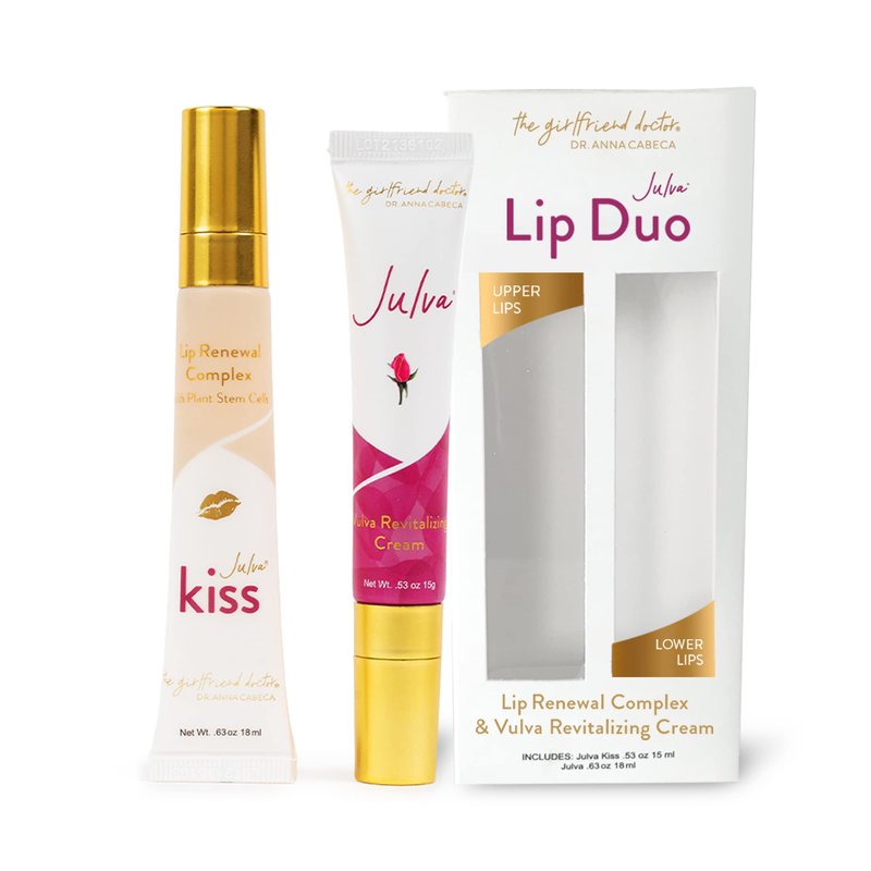 Julva Kiss Lip Duo by Dr. Anna Cabeca – Moisturizing Cream + Lip Renewal Complex Set for Daily Skin Hydration
