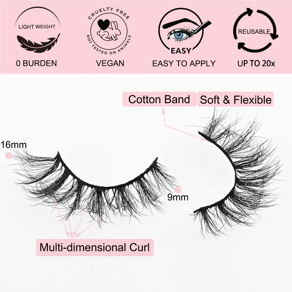 Fluffy Mink Eyelashes - 50 Pairs 5D Faux Mink Short Cat Eye Lashes | Soft Wispy Strip Lashes in Portable Pack