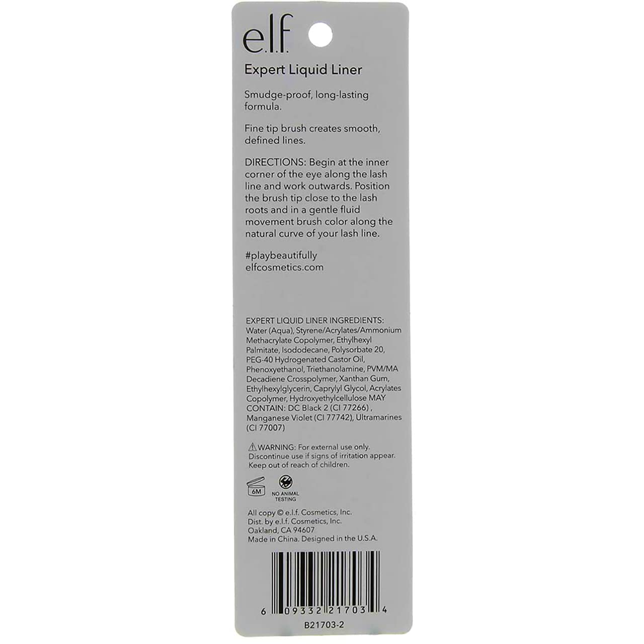 e.l.f. Liquid Eyeliner, High-pigment Liquid Eyeliner With Extra-Fine Brush Tip, Easy Glide Smudge-proof Formula, Midnight