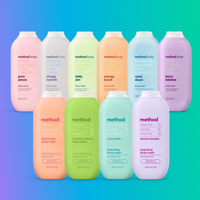 Method Body Wash, Pure Peace, Paraben and Phthalate Free, 18 oz (Pack of 3),Detoxifying