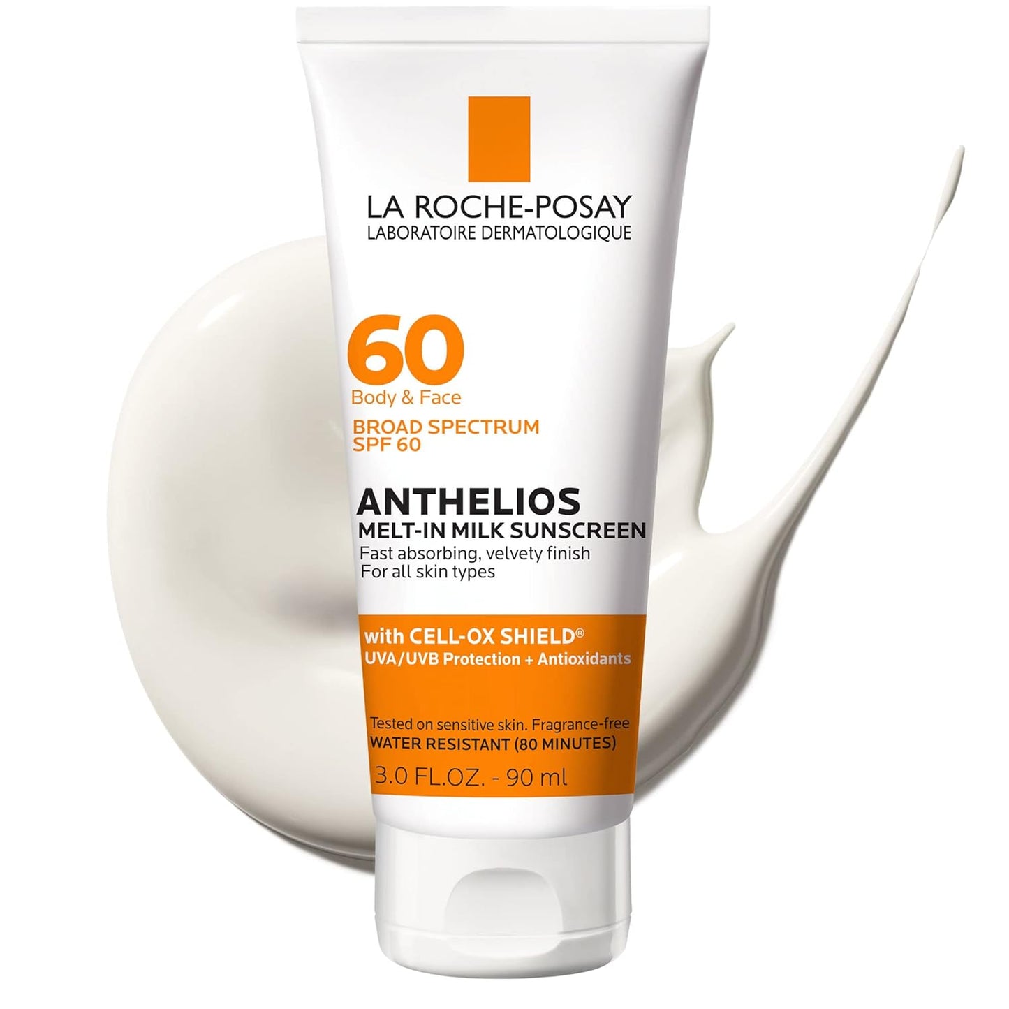 La Roche-Posay Anthelios Melt-In Milk Sunscreen SPF 60 | Lightweight, Oil-Free, Fast-Absorbing Formula for Body & Face