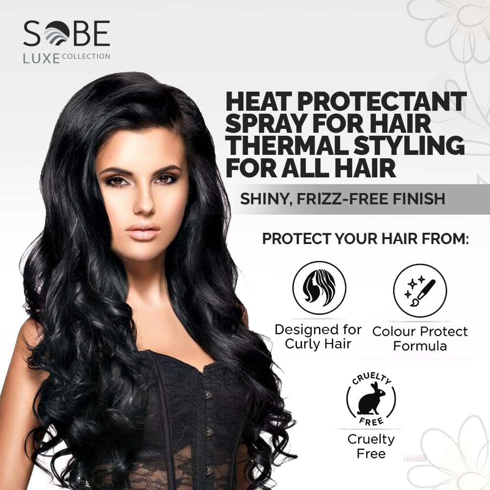 Heat Protectant Spray - Thermal Styling for All Hair Types | 8 Fl Oz, Frizz-Free, Shiny Finish