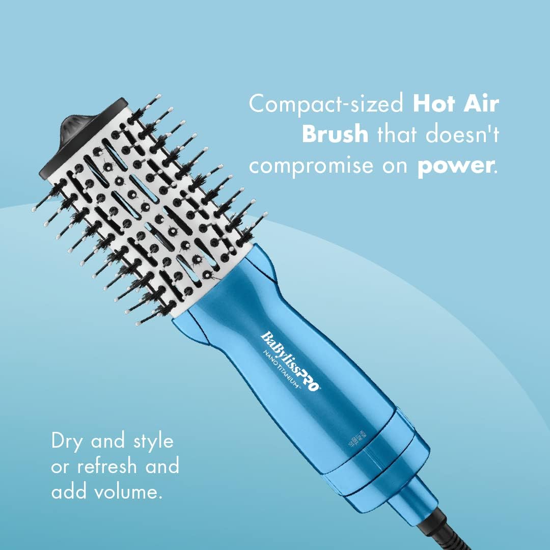 BaBylissPRO Nano Titanium 2 Inch Compact Hot Air Brush, Hair Styling Tools & Appliances, BNTMHBUC, Blue